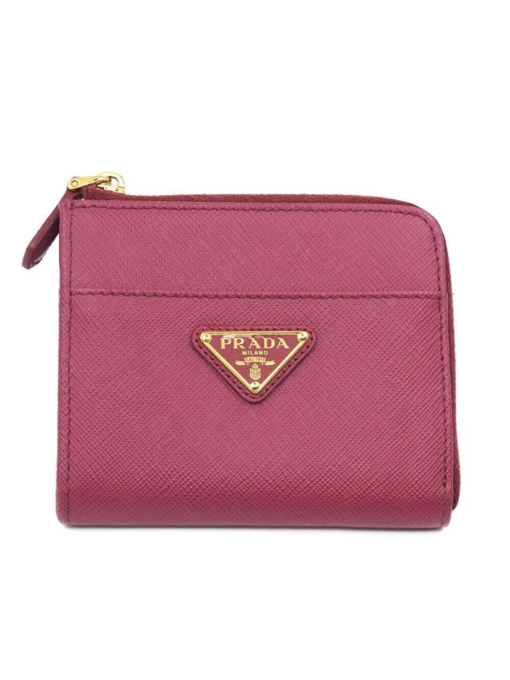 Prada Coin Purse Leather Pink Gold